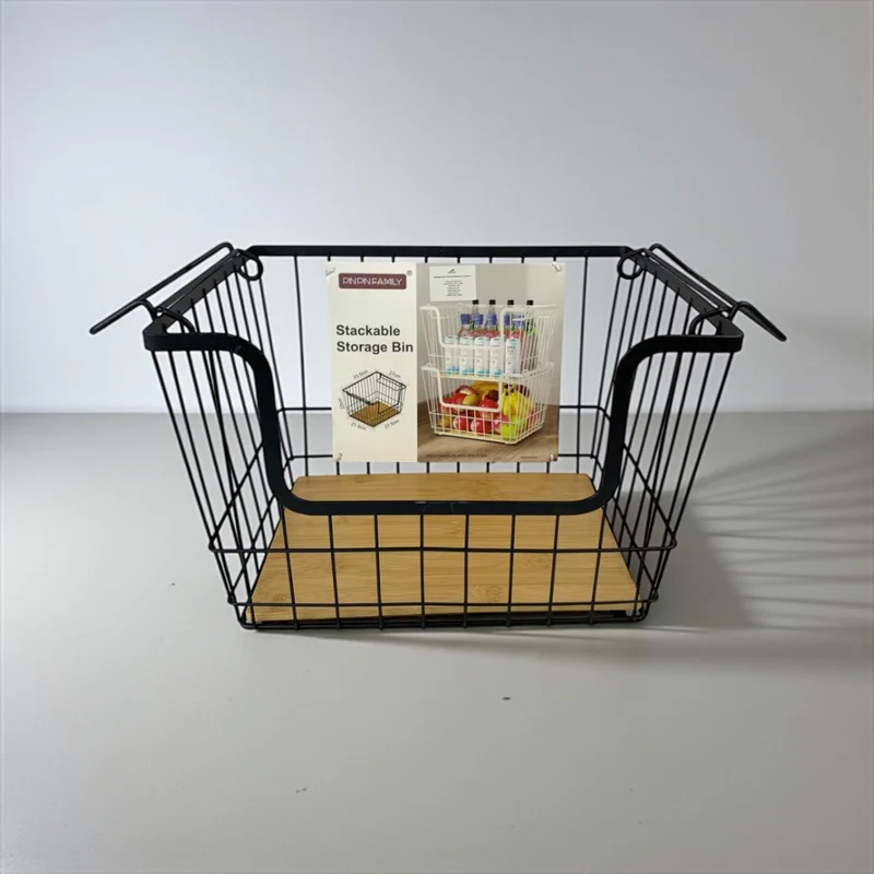 Stackable Wire Storage Baskets Set of 2