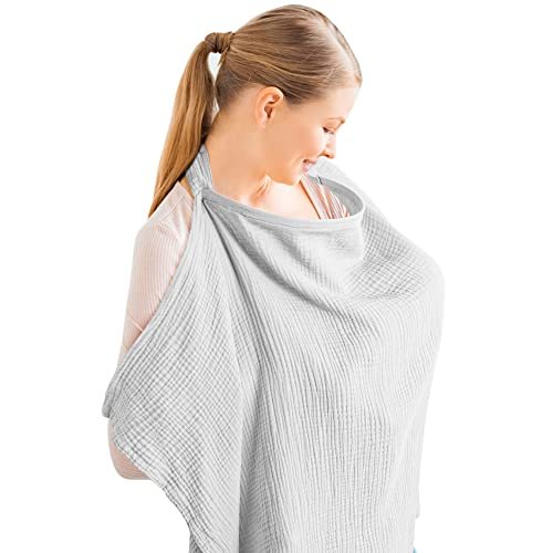 Konssy Muslin Nursing Cover for Baby Breastfeeding, Breathable 100% Cotton